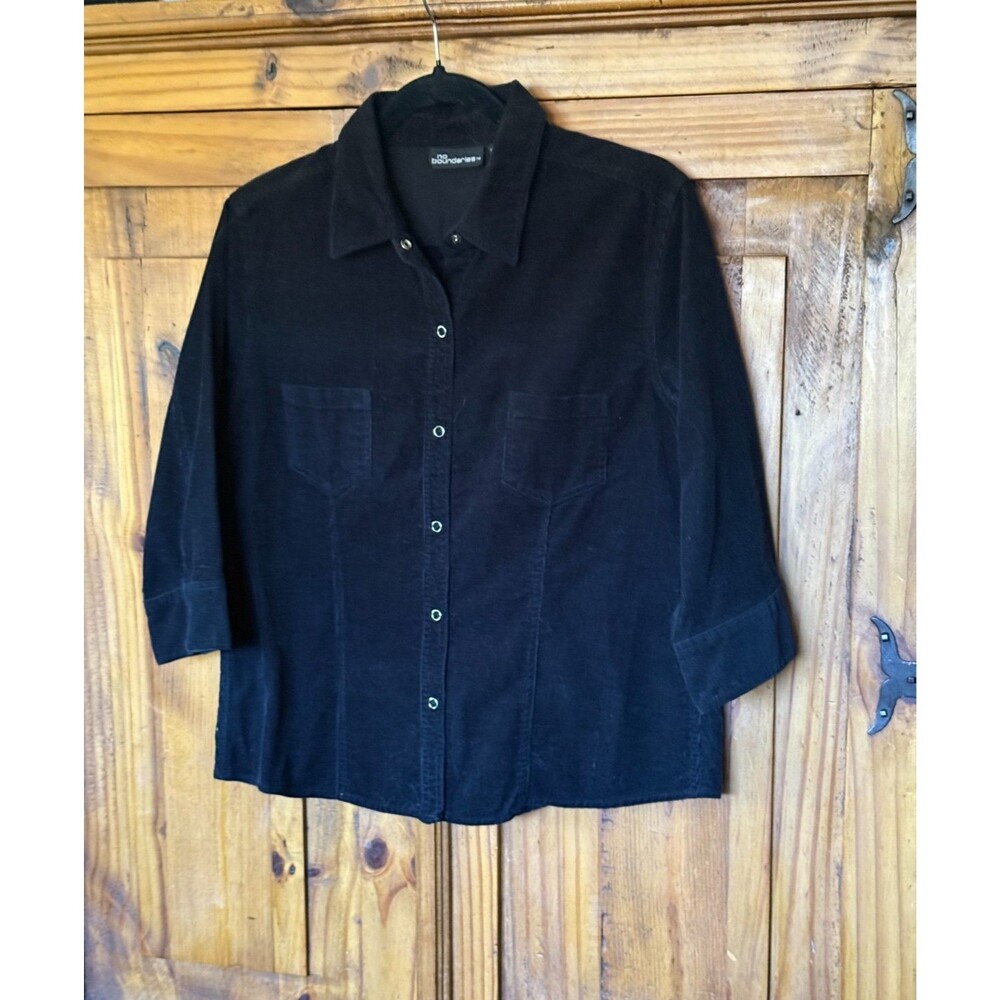 Vintage 90s No Boundaries Black Corduroy Shirt 100% Cotton XL